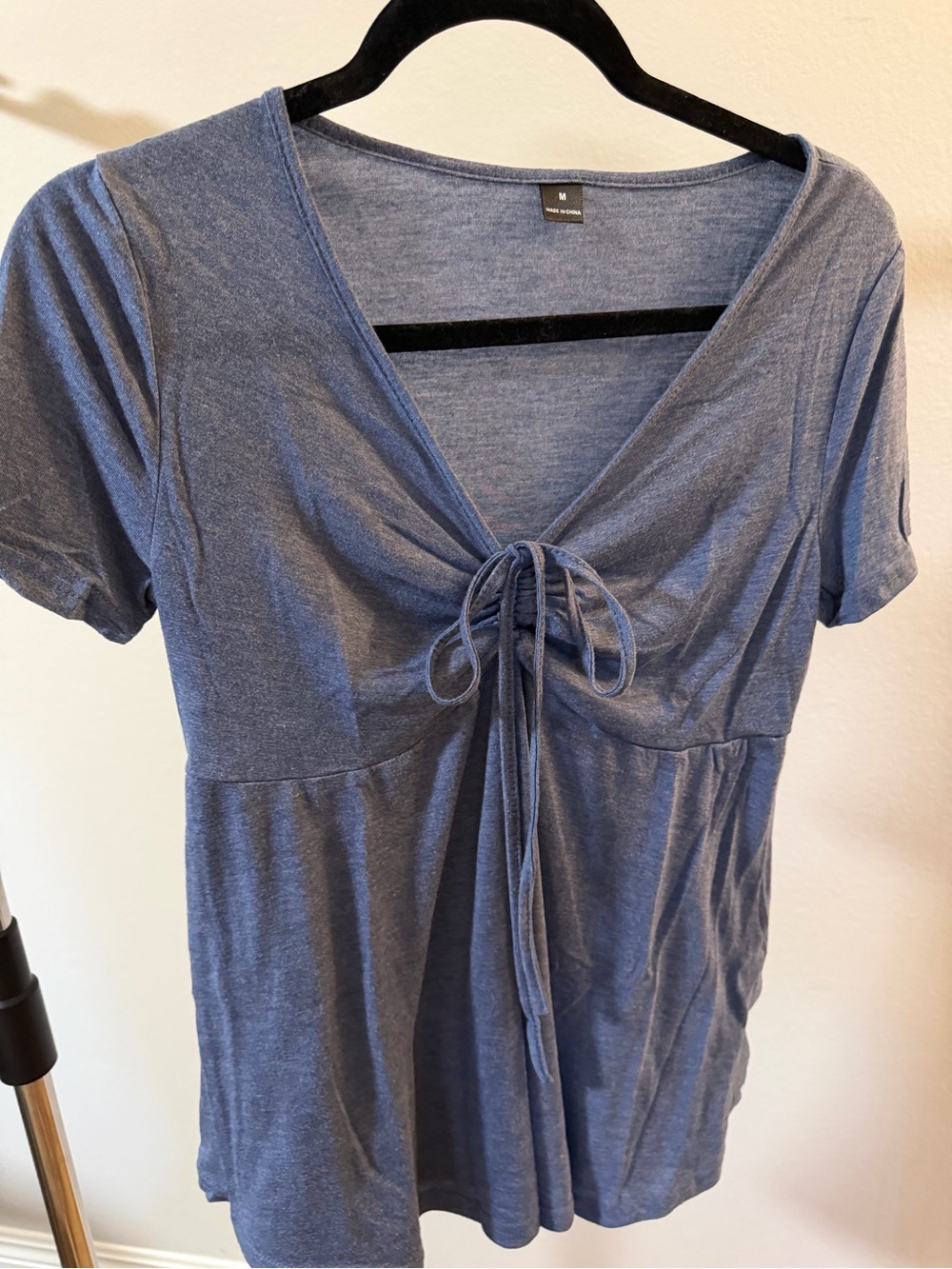 Maternity SHEIN Dusty Blue Tie-Front V-Neck Tunic